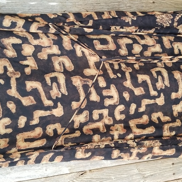 VINTAGE 80s Y2K CAROLE LITTLE Layered ART PRINTS FILMY MAXI DRESS S M Vtg Sz 10 - Picture 3 of 11